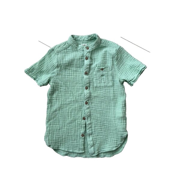 Orchestra Boys Collarless Button Shirt Palm Tree Pocket Green ( 10 ) - Picture 1 of 1